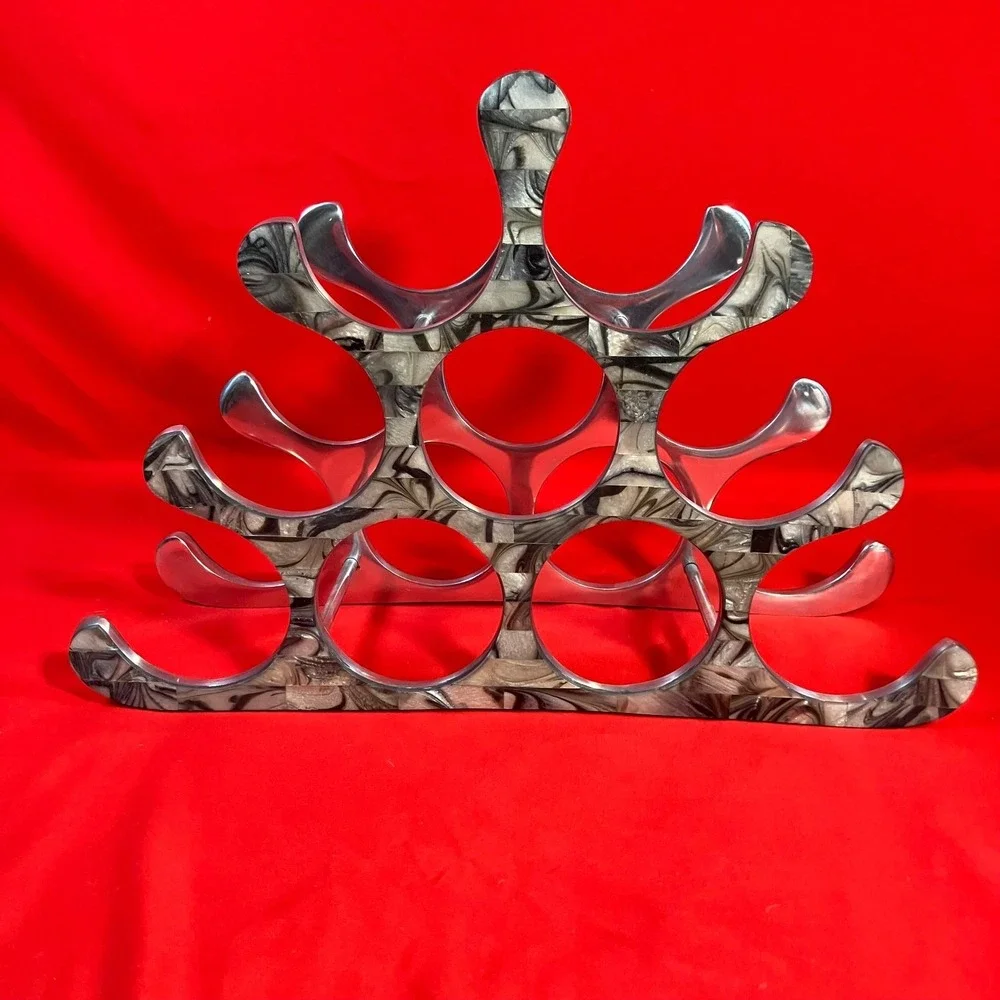 Aluminum‎ 9-bottle Wine Rack / Tiled Abstract Liquor / Michael Noll Style / 80s
